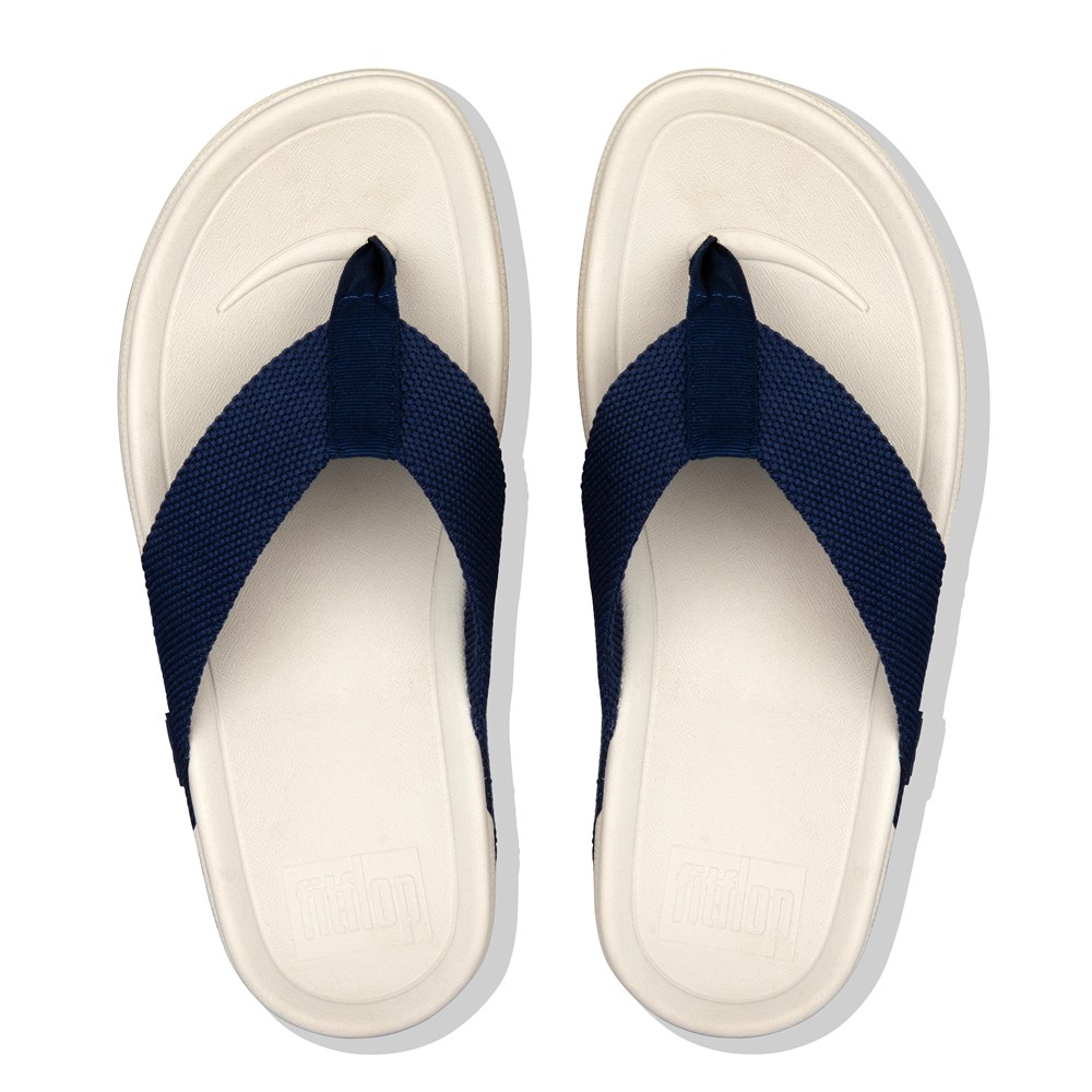 Fitflop Mens Sandals - Surfer Toe-post - Navy/Beige - 095-UPOSWA